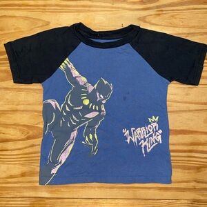 Boys' Marvel Black Panther "Warrior
King" T-Shirt 4T Blue Black Raglan Tee